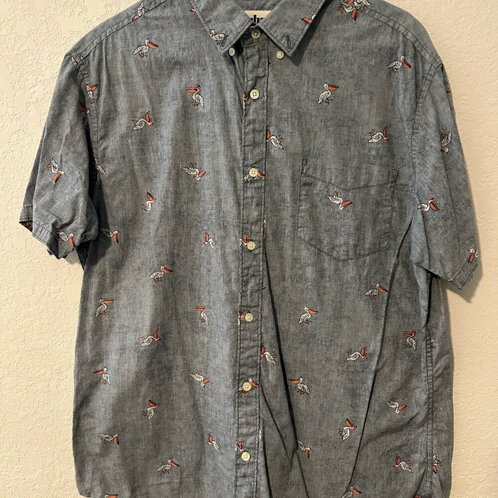 Urban Pipeline Awesomely Soft Pelican Print Short Sleeve Button Down Shirt - XL